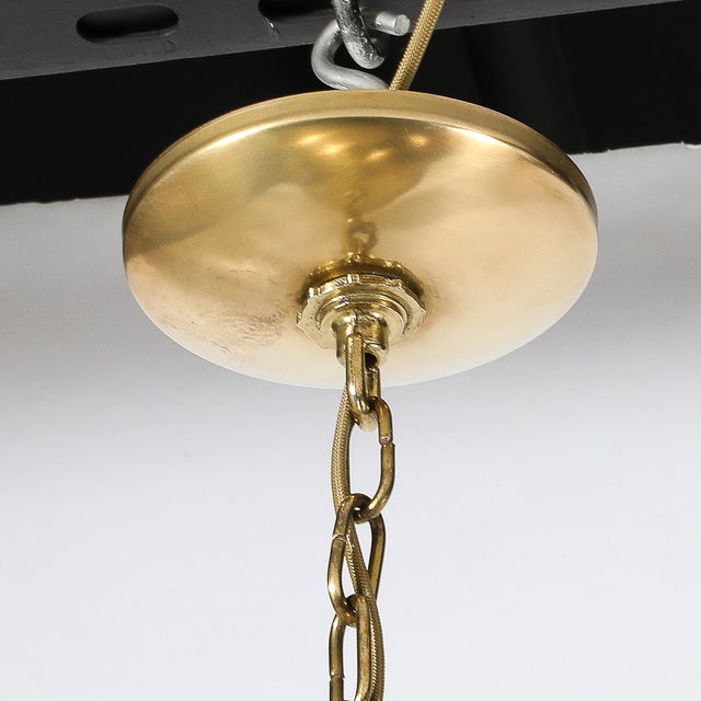 Brass Mid-Century Teardrop Form Antique Brass Pendant W/ Pierced Detailing Chandelier For Sale - Image 8 of 9