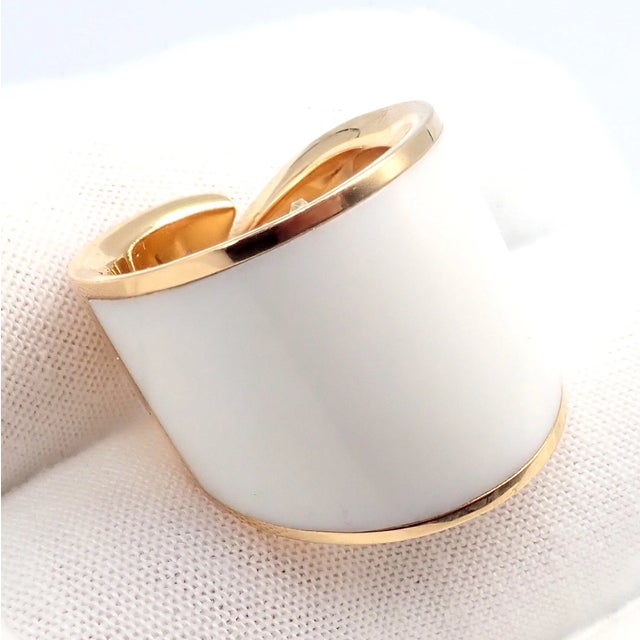 1990s 1990s Vhernier Rose Gold Vague Crossover Camuration Cacholong Ring Sz 6 For Sale - Image 5 of 16