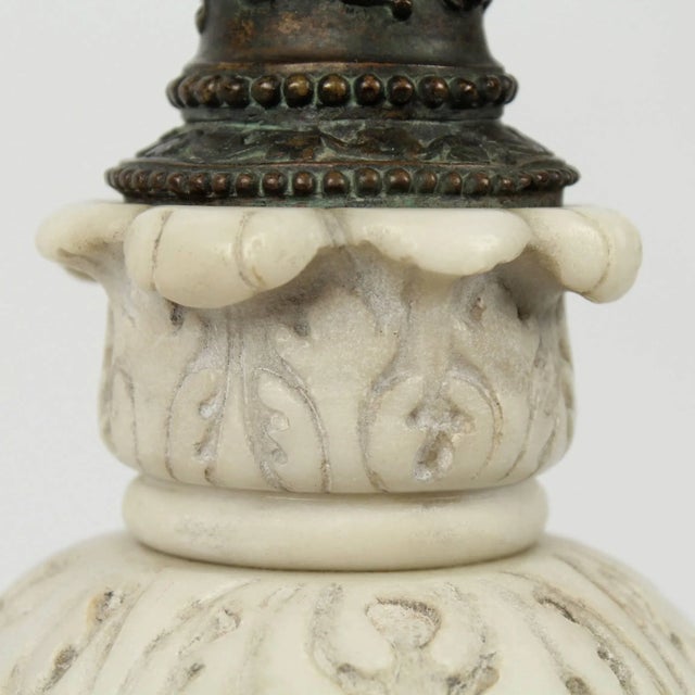 Traditional Antique E. F. Caldwell Bronze and Marble Table Lamp with Figural Greek Mask Feet For Sale - Image 3 of 11