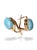 Timeless pair of solid 14kt yellow gold pierced earrings featuring substantial natural turquoise cabochons. Each earring...