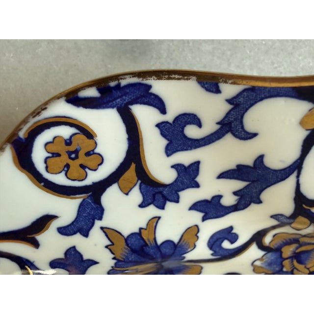 Set of 5 Vintage Coalport Mandarin Blue and Gold Scalloped Salad Plates For Sale - Image 10 of 10