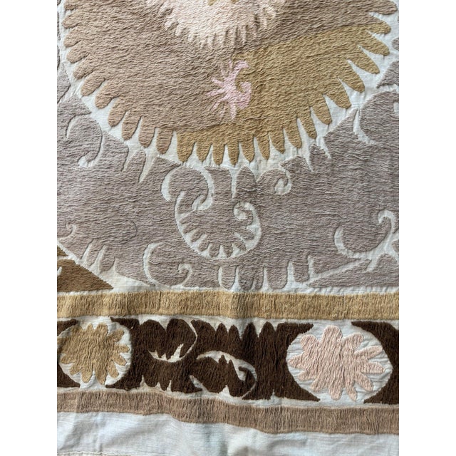 Tribal Suzani Tablecloth From Bukhara 4'7'' X 4'10'' For Sale - Image 4 of 11