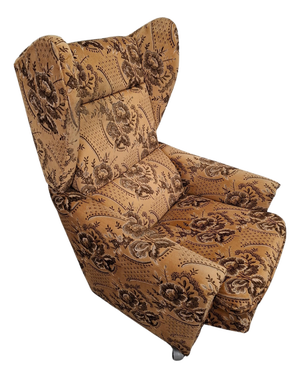 Mid-Century Czech Plush Wingback Recliner Chair, 1970s