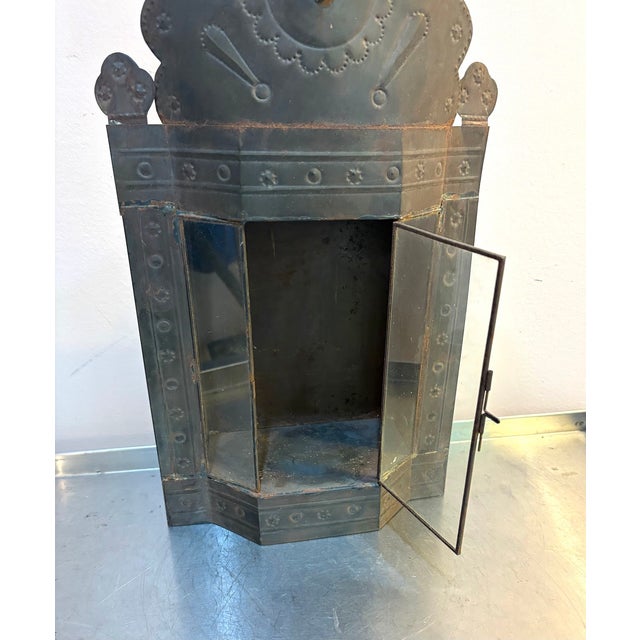 1950s Mexican Midcentury Punched Tin Shadow Box / Wall Sconce For Sale - Image 5 of 5