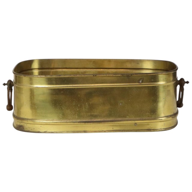 Large Vintage Oval Brass Planter For Sale - Image 5 of 16