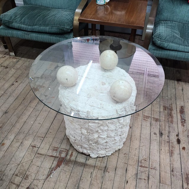 Vintage Postmodern Natural Mactan Stone Side Table | Chairish