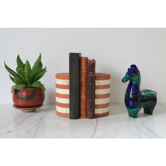 Mid-Century Modern Fratelli Mannelli Striped Italian Travertine Bookends For Sale - Image 3 of 13