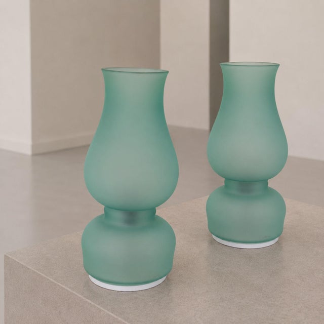 Aureliano Toso 1970s Aureliano Toso Green Murano Glass Table Lamps - Pair For Sale - Image 4 of 8