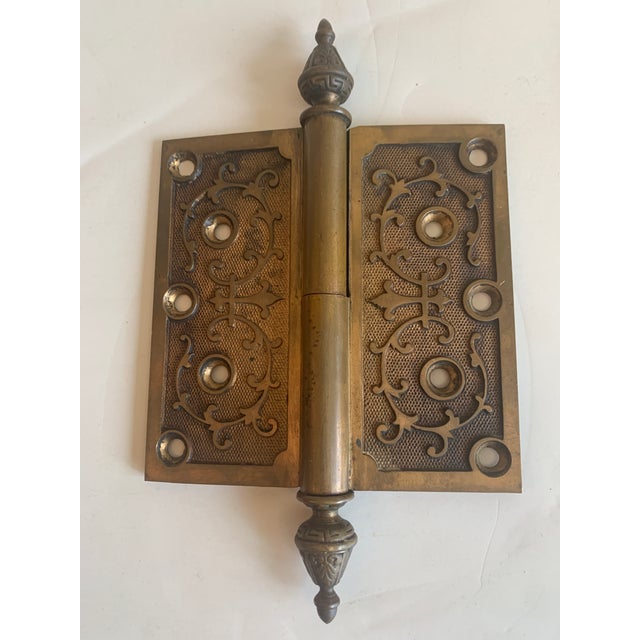 Pair of Fine Victorian Era Decorative Hinges Marked 1870 For Sale - Image 4 of 10
