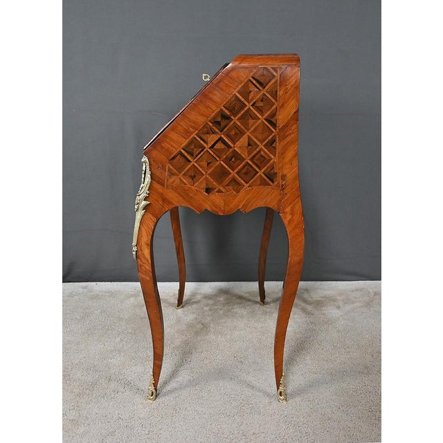 Small Early 20th Century Louis XV Marquetry Ladys Desk For Sale - Image 11 of 18