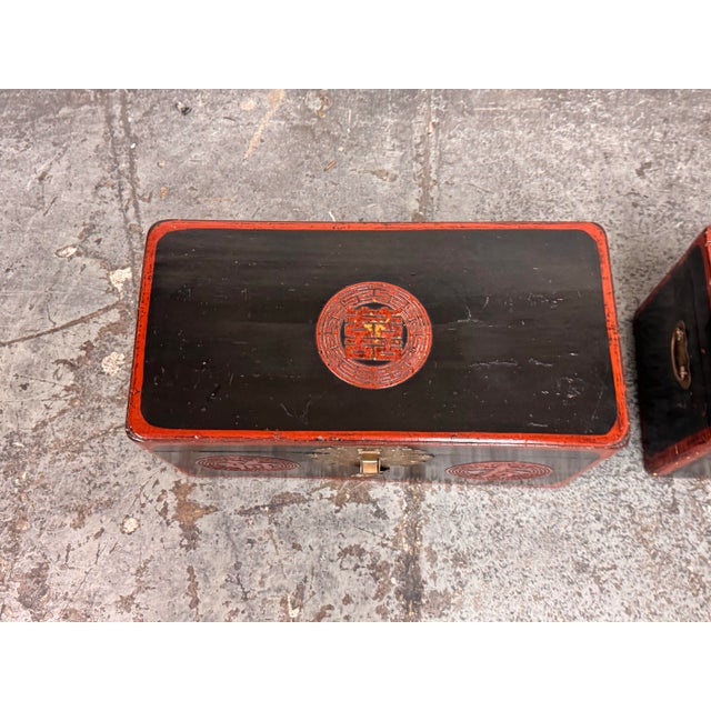 Wood Korean Vintage Wedding Box/Dowry Chest, Pair For Sale - Image 7 of 12