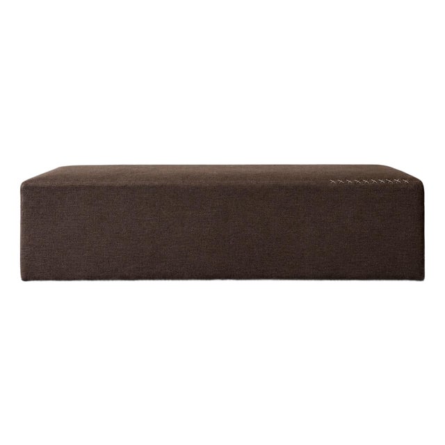 Berg Cafe Noir Bench by Bloom Home Inc, Modern Linen Upholstery For Sale