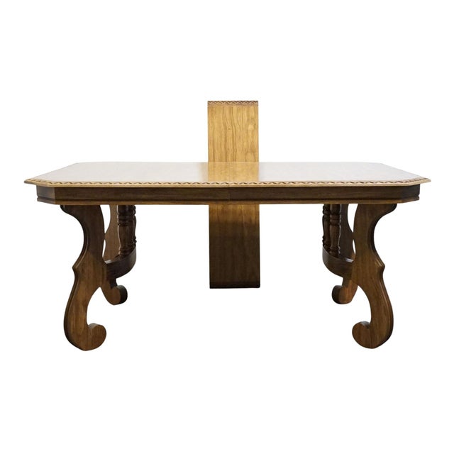 Wood Bassett Furniture Centuria Collection Solid Pecan Mediterranean Style 78" Dining Table 429-42-448 For Sale - Image 7 of 11