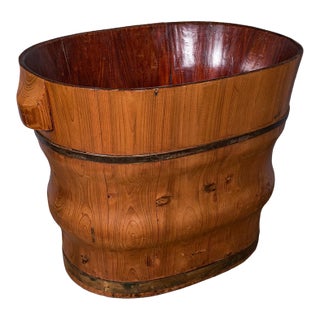 Antique Waste Paper Basket, Dutch, Cedar, Brass, Home Office Bin, Late Victorian For Sale