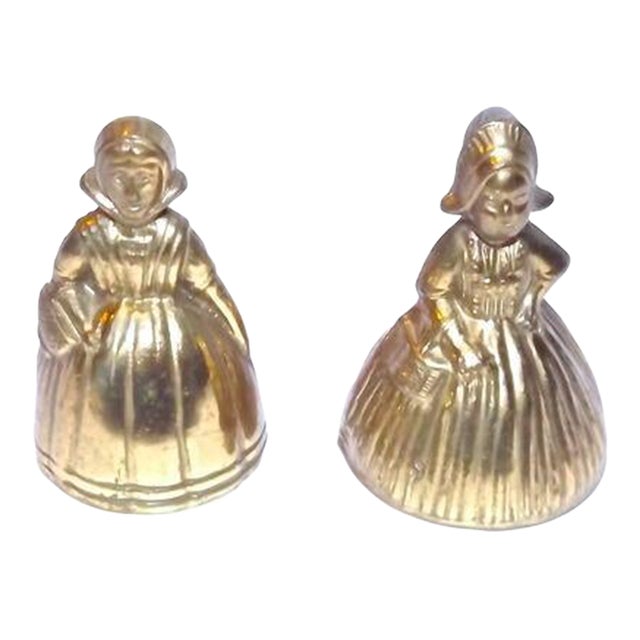 Pair Antique Brass Maiden Bells For Sale