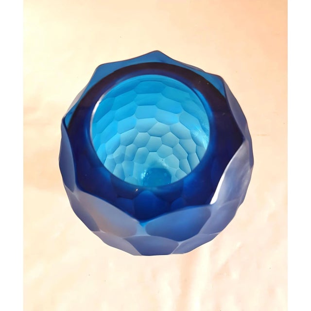 Glass Blue Murano Glass Vase, Italy 1980s For Sale - Image 7 of 9