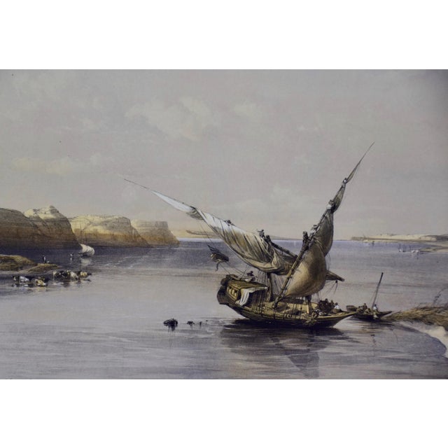 "Approach to the Fortress of Ibrim, Nubia" is a 19th century folio sized hand-colored lithograph from the Egypt and Nubia...