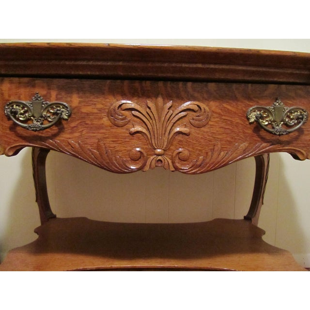 1890s Victorian Style Golden Oak Library Table For Sale In Providence - Image 6 of 13