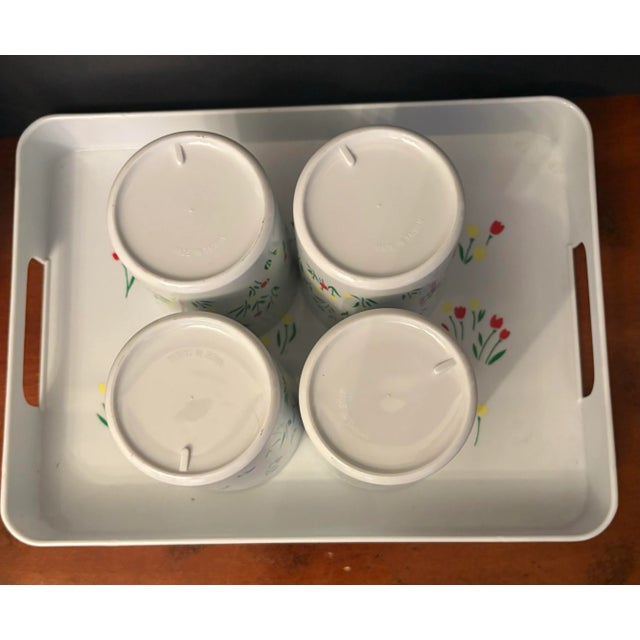 Vintage Phoenix Thermal Serving Set With Tray & 4 Cups, Floral Tulip Carafe, Retro Picnic Beverage Service, 1970s Insulated Coffee Tea Set For Sale - Image 10 of 12