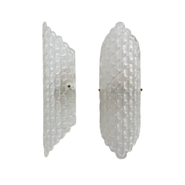 Clear Murano Glass Wall Sconces with Textured Relief, 2000s, Set of 2 For Sale - Image 10 of 10
