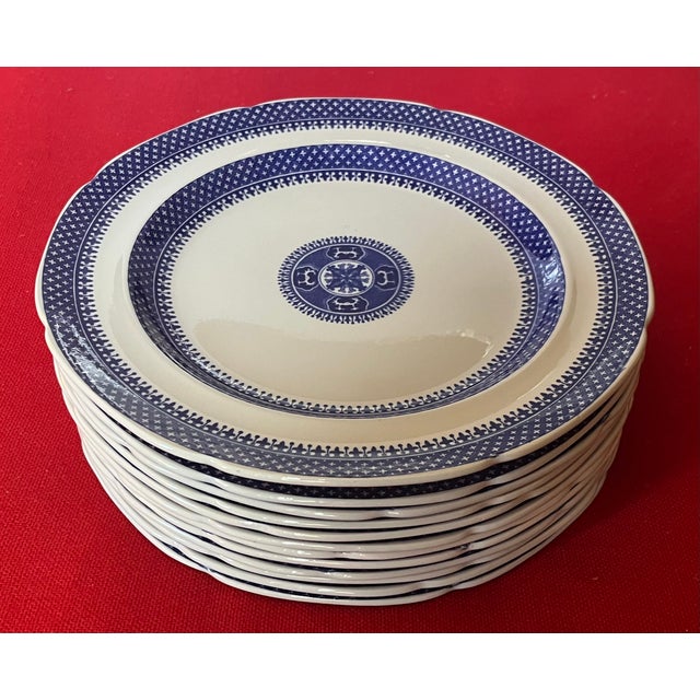 Antique 19th Century Copeland Spode New Stone Blue & White Chinese Export Fitzhugh Style Dinner Plates - Set of 12 For Sale - Image 12 of 14
