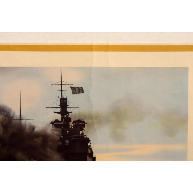 Photorealism 1940-1945 Original French Wwii Poster, Victoire / Un Nouveau Cuirassé (Victory!) For Sale - Image 3 of 6