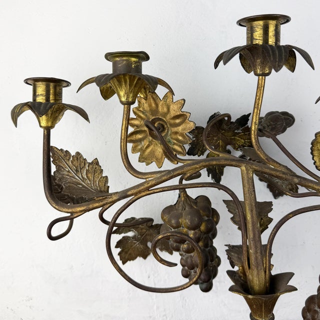 Antique French Candleholder with Flowers and Grapes, 1890s For Sale - Image 10 of 16