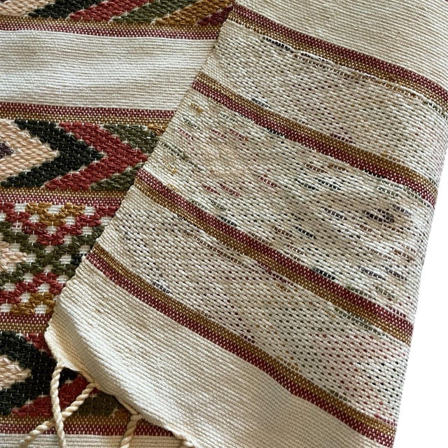 Textile Vintage Bohemian Woven Table Runner Earth Tones Fringed Southwestern Western For Sale - Image 7 of 9
