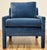 Hickory Furniture Vintage Newly Upholstered MCM Blue Velvet Parsons Chair For Sale - Image 4 of 11