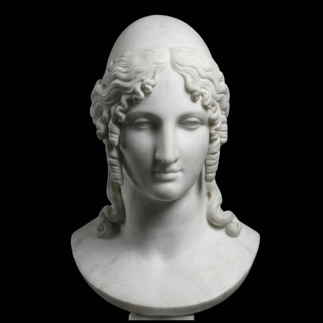 Hand-Carved Natural Marble Bust Sculpture – Helen of Troy For Sale - Image 4 of 5