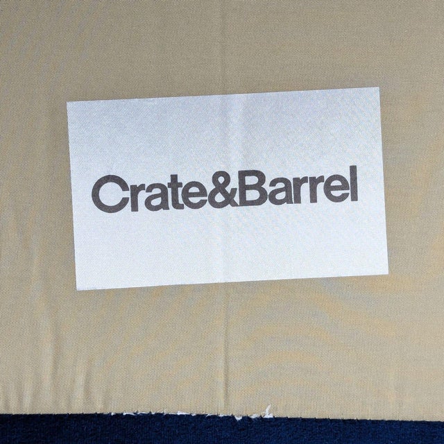 Textile Crate & Barrel Blue Velvet Lounge Swivel Chair For Sale - Image 7 of 7
