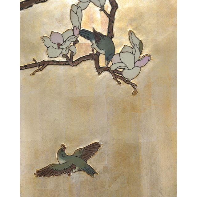 Wood Chinese Export Six-Panel Gilt Landscape Coromandel Screen 8 Ft For Sale - Image 7 of 18