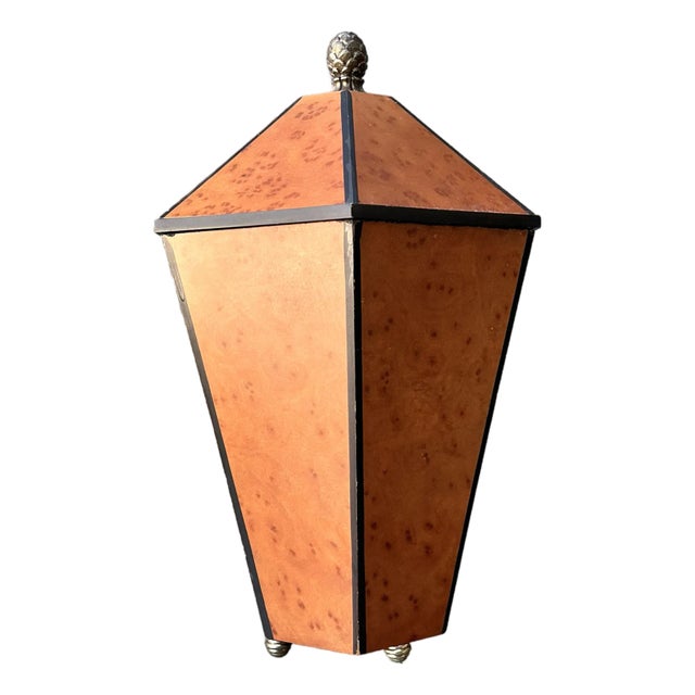 Vintage Boho Faceted Burl Wood Lidded Box For Sale
