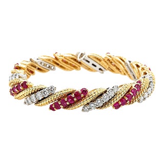 Late 20th Century Hammerman Brothers 18k Ruby and Diamond Bracelet For Sale