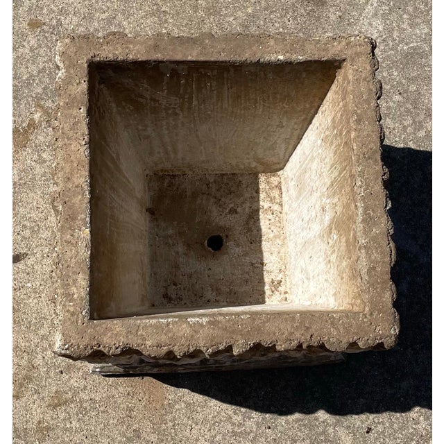 Vintage Aged Brutalist Faux Boi Concrete Planter For Sale In Dallas - Image 6 of 6