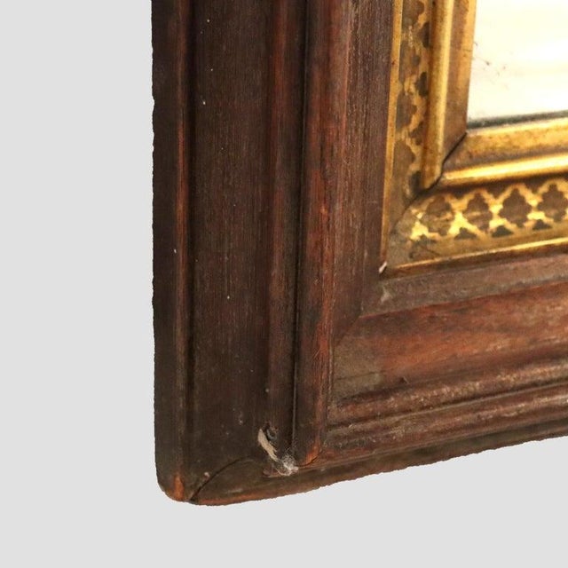 Wood Oversized Antique Renaissance Revival Gilt Trimmed Walnut Mirror C1890 For Sale - Image 7 of 12