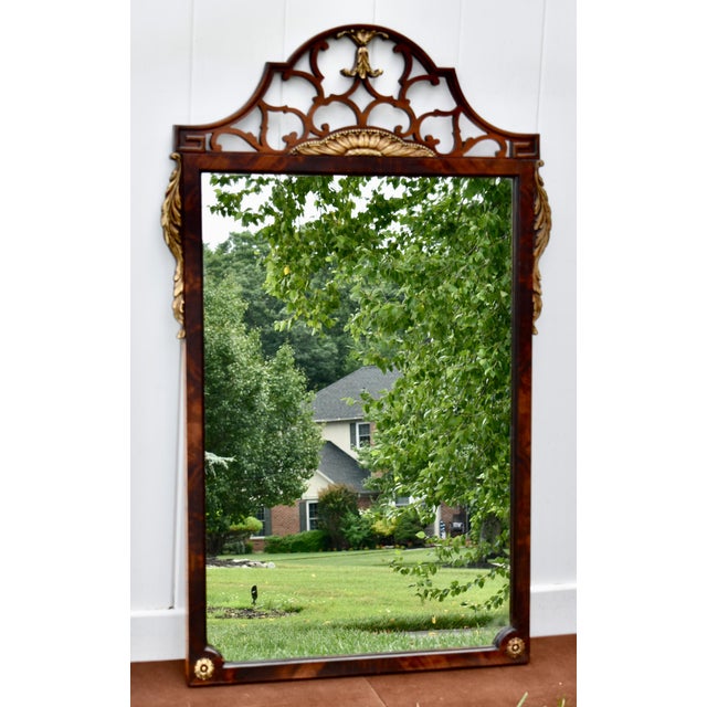 Chippendale Antique Chippendale Mahogany Mirror Wall Fretwork Gilt Shell Accents For Sale - Image 3 of 15