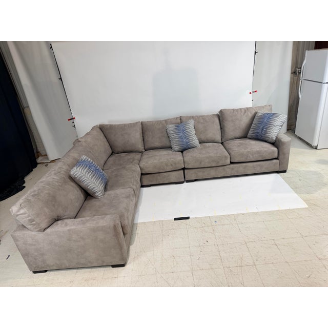 Textile Paladin 3-Piece 6-Seater Taupe Microfiber Sectional For Sale - Image 7 of 10