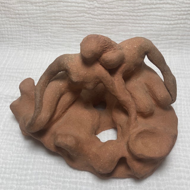 Terra Cotta Vintage Mid-Century Raw Terracotta Figural Maquette – Hand-Modeled Organic Modern Couple Sculpture For Sale - Image 8 of 12