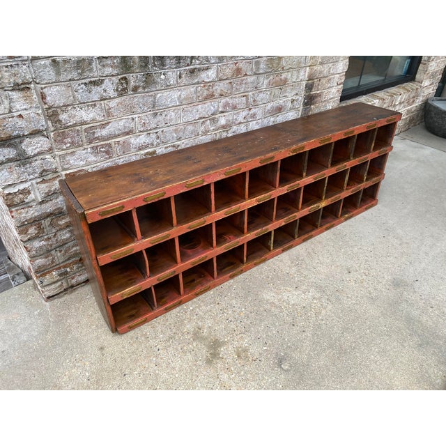Vintage Red Wood Post Office Mail Sorter Console Table Chairish