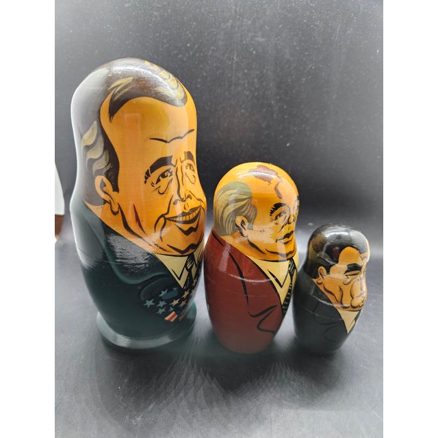 Mid-Century Modern Three (3) Pieces Politician Matryoshka Dolls For Sale - Image 3 of 10