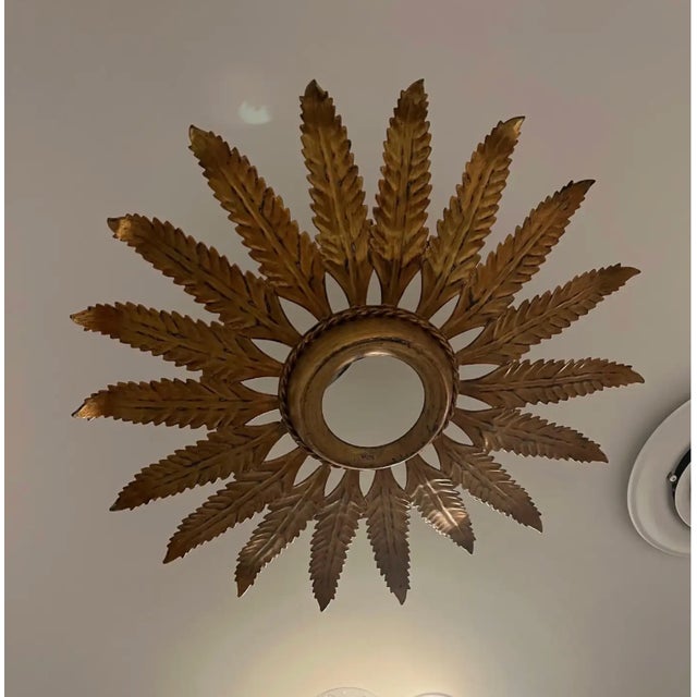 Early 20th Century Early 20th Century French Tole Starburst Flush Mount For Sale - Image 5 of 5