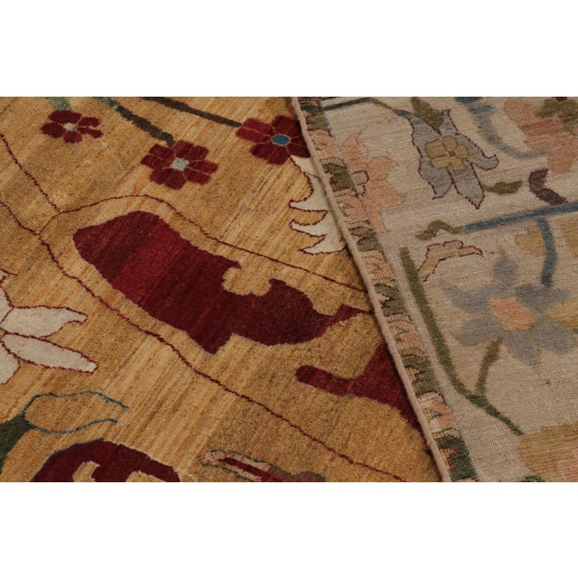 Beige Rug & Kilim’s Persian-Inspired Rug in Crimson and Gold Floral Patterns For Sale - Image 8 of 8