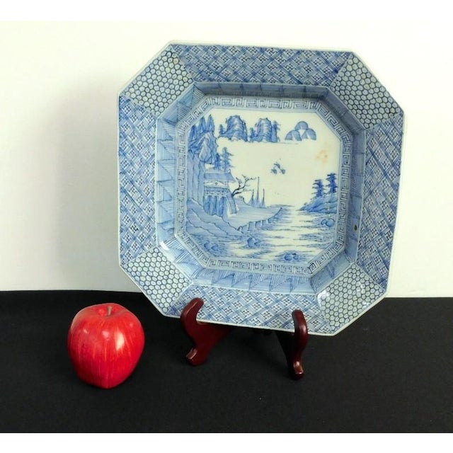 19th Century Japanese Meiji Period Arita Blue & White Octagonal Charger - 12" This 12-inch octagonal Japanese Arita...
