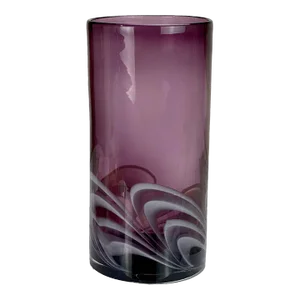 Mid-Century Tubular Amethyst Blown Art Glass Cylinder Vase