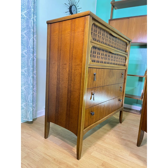 Mid-Century Modern 1960s Lane Perception Walnut Highboy Dresser For Sale - Image 3 of 12
