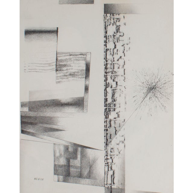An abstract graphite drawing by American artist Medard Klein (1905-2002). Signed "Klein" to the lower left corner, linear...