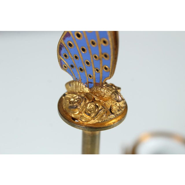 Antique Inkwell, Brass Enameled, Butterfly, Inkstand, France, 1880 For Sale - Image 5 of 15