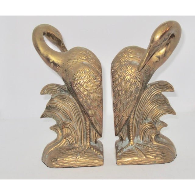 MidCentury Solid Brass Crane Bookends a Pair Chairish