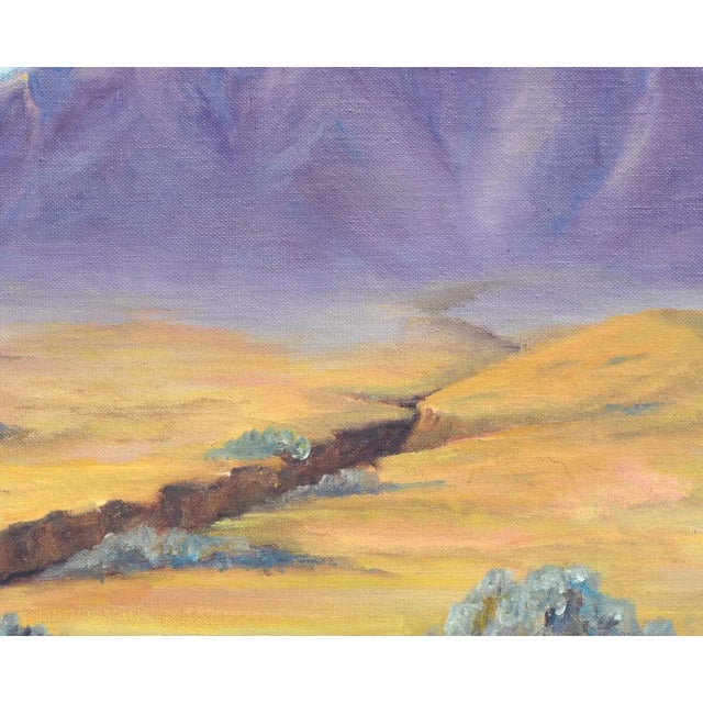 1960s Mid Century Landscape -- Purple Desert Mountain by Alice M. Fink For Sale - Image 5 of 9